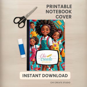 Afro Kids Printable Notebook Cover | Back to School DIY Binder or Composition Book Cover | Instant Download