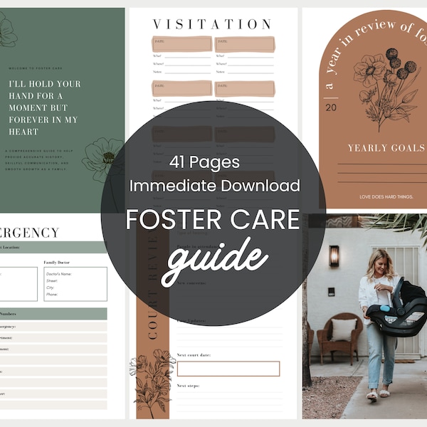 BEST SELLER Printable Foster Care Guide | Organization and Management Binder for Foster Parents | Floral Design