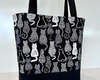 Fabric Cat Bag , Tote Bag, Shoulder Bag, Cat Tote, Women's tote bag, Cat lover, Cat Lover Bag, Kitty Bag, Crazy Cat Lady, Handbag, Carry Bag