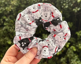 Cat scrunchies, scrunchie, handmade hair tie, cat lover, hair accessory, handmade scrunchie, paw prints, large scrunchie