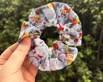 Cat scrunchies, scrunchie, handmade hair tie, cat lover, hair accessory, handmade scrunchie, paw prints, large scrunchie