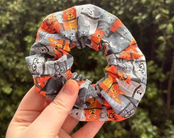 Cat scrunchies, scrunchie, handmade hair tie, cat lover, hair accessory, handmade scrunchie, paw prints, large scrunchie