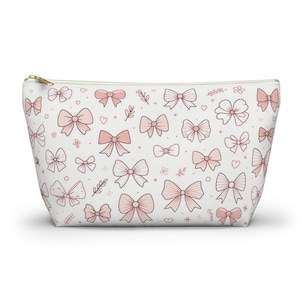 Pink Bows Travel bag | Coquette Bag | Pencil Pouch | Bridesmaid Gift | Gifts for her | Shabby Chic Pouch | Toiletry Bag