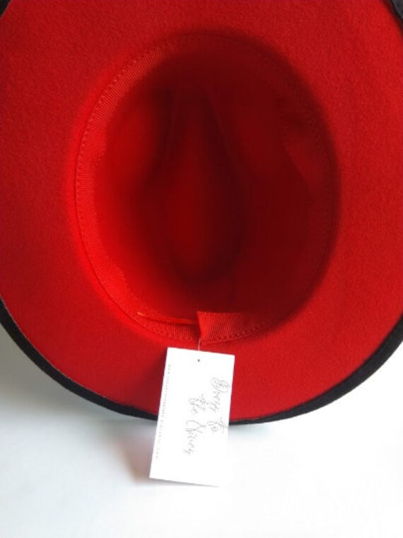 Black Fedora Hat summer X-large Red 