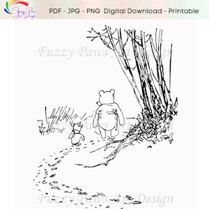 Pooh and Piglet Walking Path - Digitally Remastered Classic  - Download - PDF, PNG, JPG, A3 Files - Print in Multiple Sizes