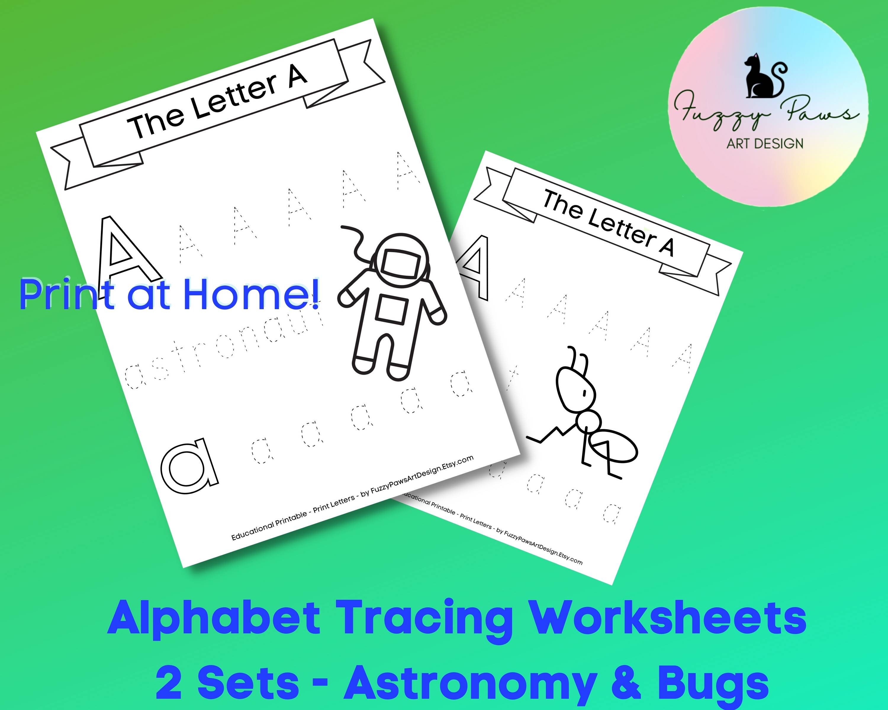 2 sets of printable alphabet tracing worksheets science etsy