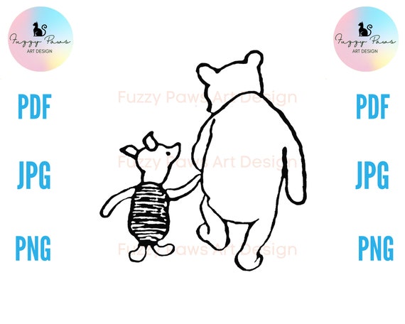 Pooh And Piglet Holding Hands Silhouette