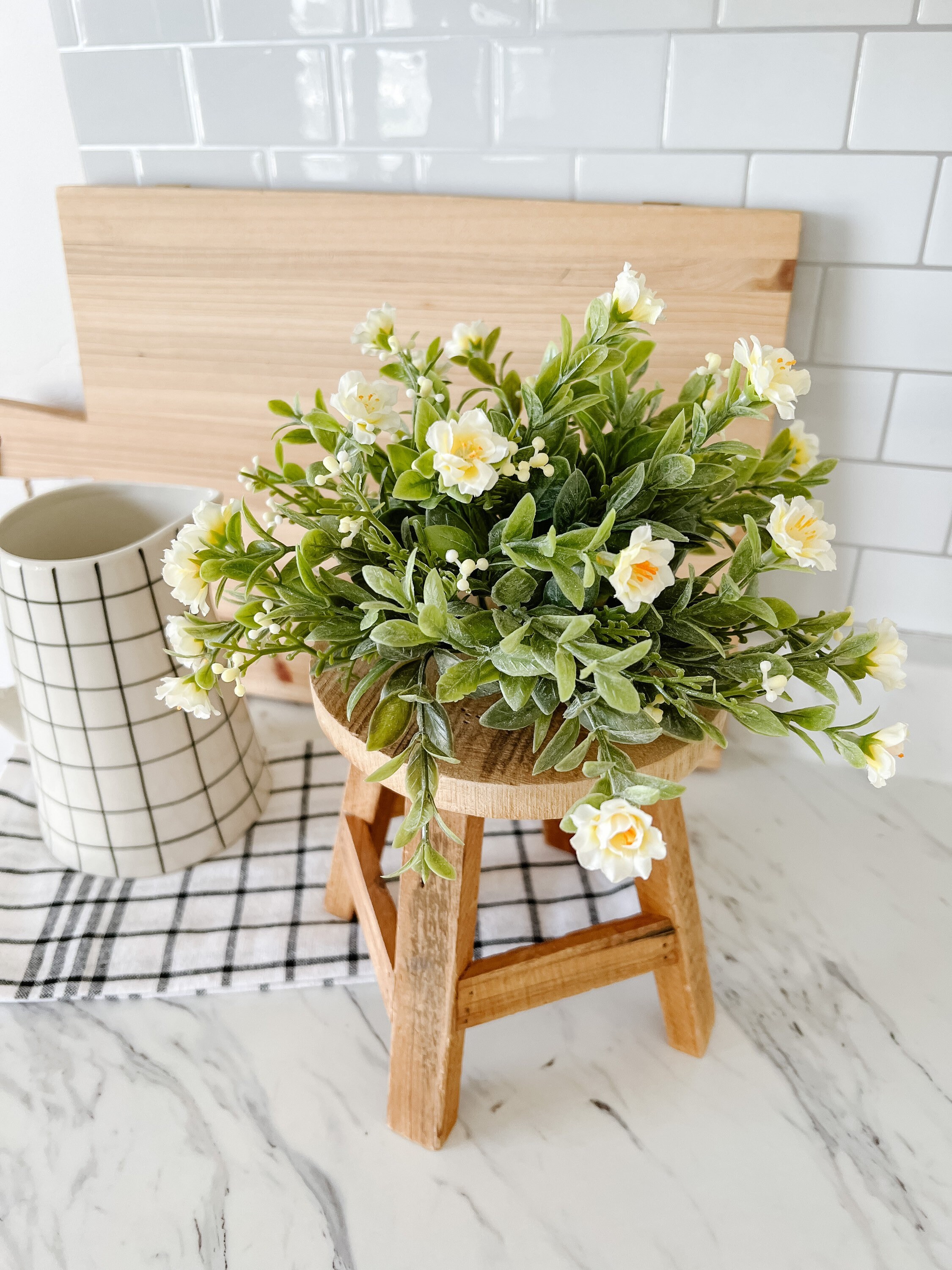 White Flower Half Sphere Summer Greenery Faux Plant Etsy