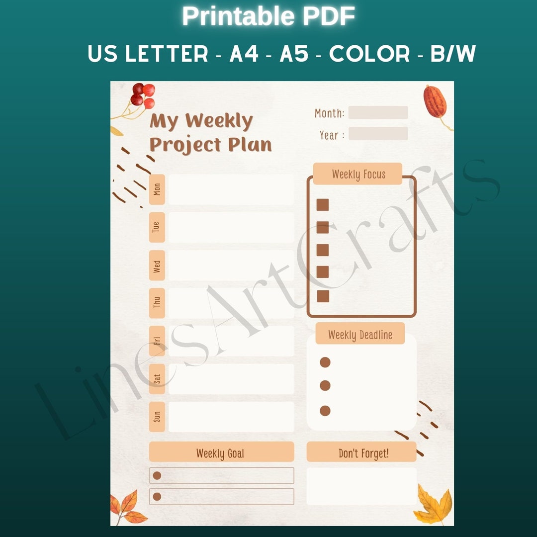 Weekly Project Plan - Printable Weekly Priority Planner - Schedule ...