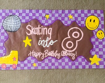 Roller Skating Birthday Banner