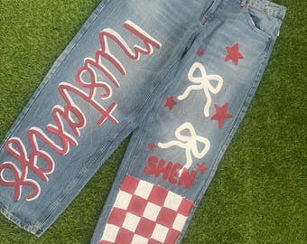 School Spirit Handpainted Jeans