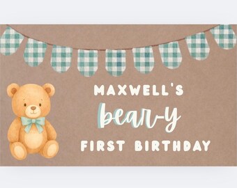 Beary First Birthday Banner