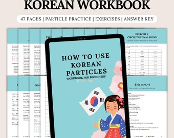 Korean Particles Workbook for Beginners | 은/는 이/가 을/를 Grammar Practice | Printable & Digital PDF