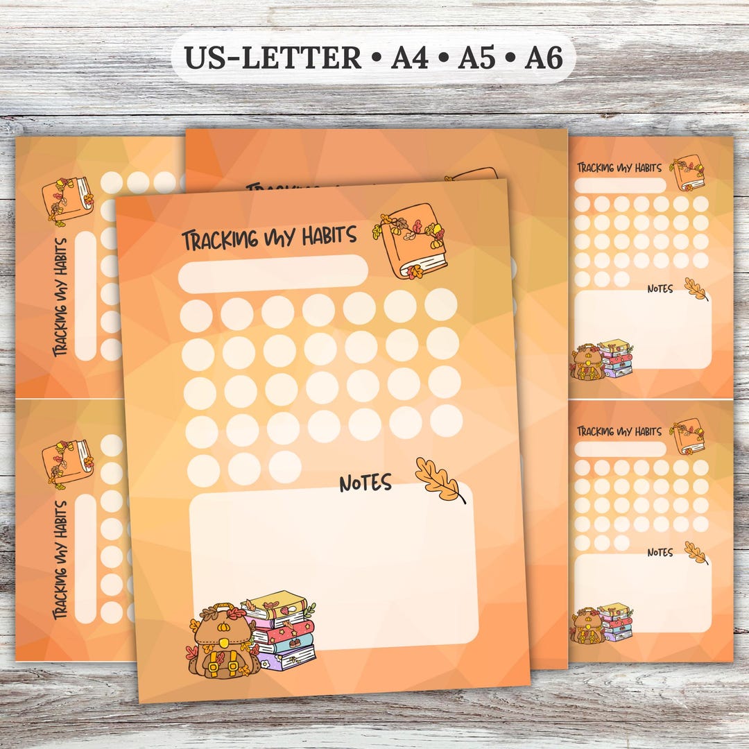 Printable Stationery Habit Tracker, Cozy Autumn Design, US Letter A4 A5 ...
