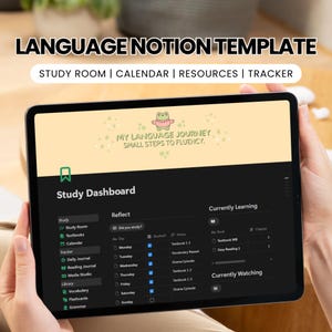 Language Learning Notion Template | Study Dashboard | Vocab & Grammar Tracker