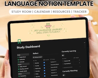 Language Learning Notion Template | Study Dashboard | Vocab & Grammar Tracker
