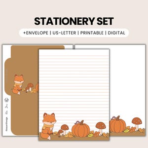 Herbst Fuchs Briefpapier Set | Couvert & Briefpapier | Druckbares PDF