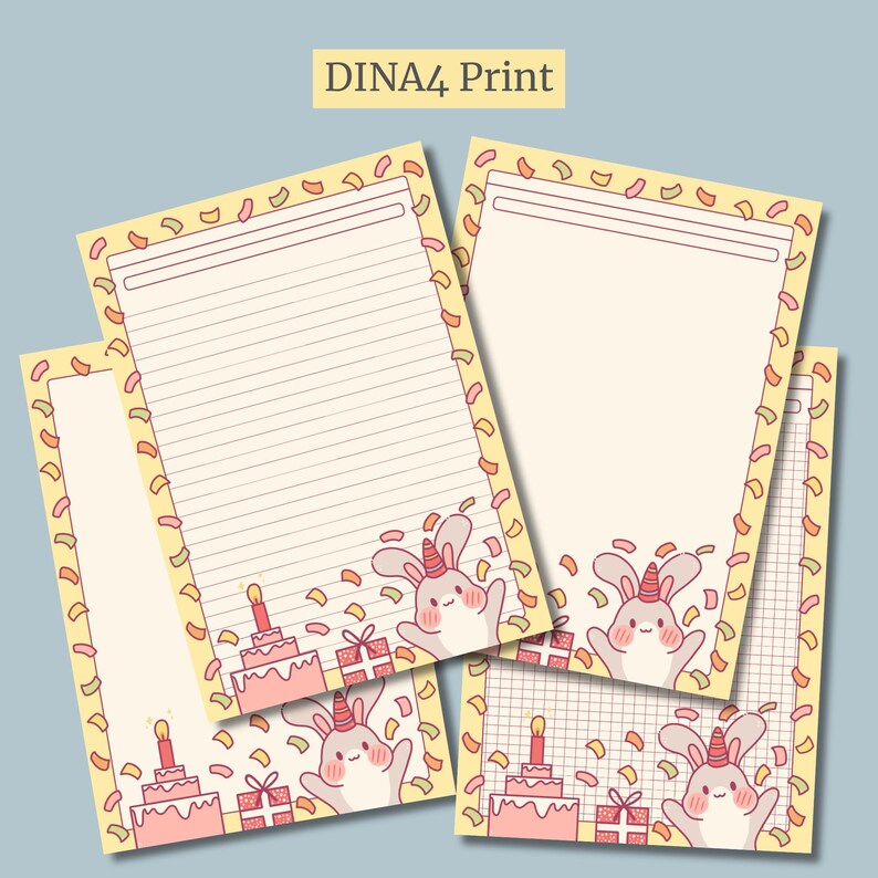 Bunny Stationery Set | Birthday Letter Paper | Printable PDF - Etsy