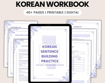 Korean Sentence Building Worksheets | Printable Workbook for Beginners | Backwards Method Practice