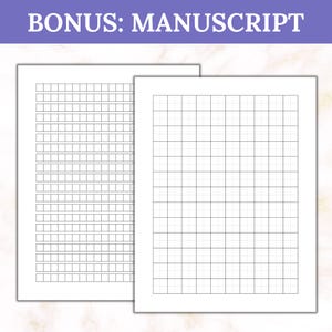 Bonus Korean manuscript paper printables: squared grid pages for Hangul handwriting practice. Included with the Korean Sentence Builder Workbook PDF.
