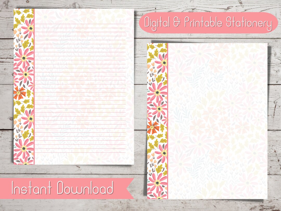 Pink Floral Digital Note Paper Templates for Goodnotes - Etsy