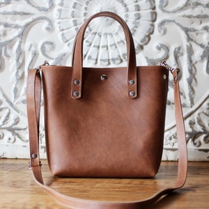 Handmade Small Leather Crossbody Tote