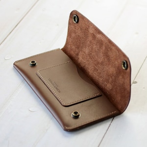 Cartera larga de cuero para hombre hecha a mano