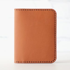 Cartera para tarjetas plegable de cuero hecha a mano, cartera para tarjetas plegable, billetera delgada, piel de becerro de búfalo