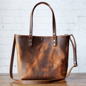 Handmade Large Leather Crossbody Tote