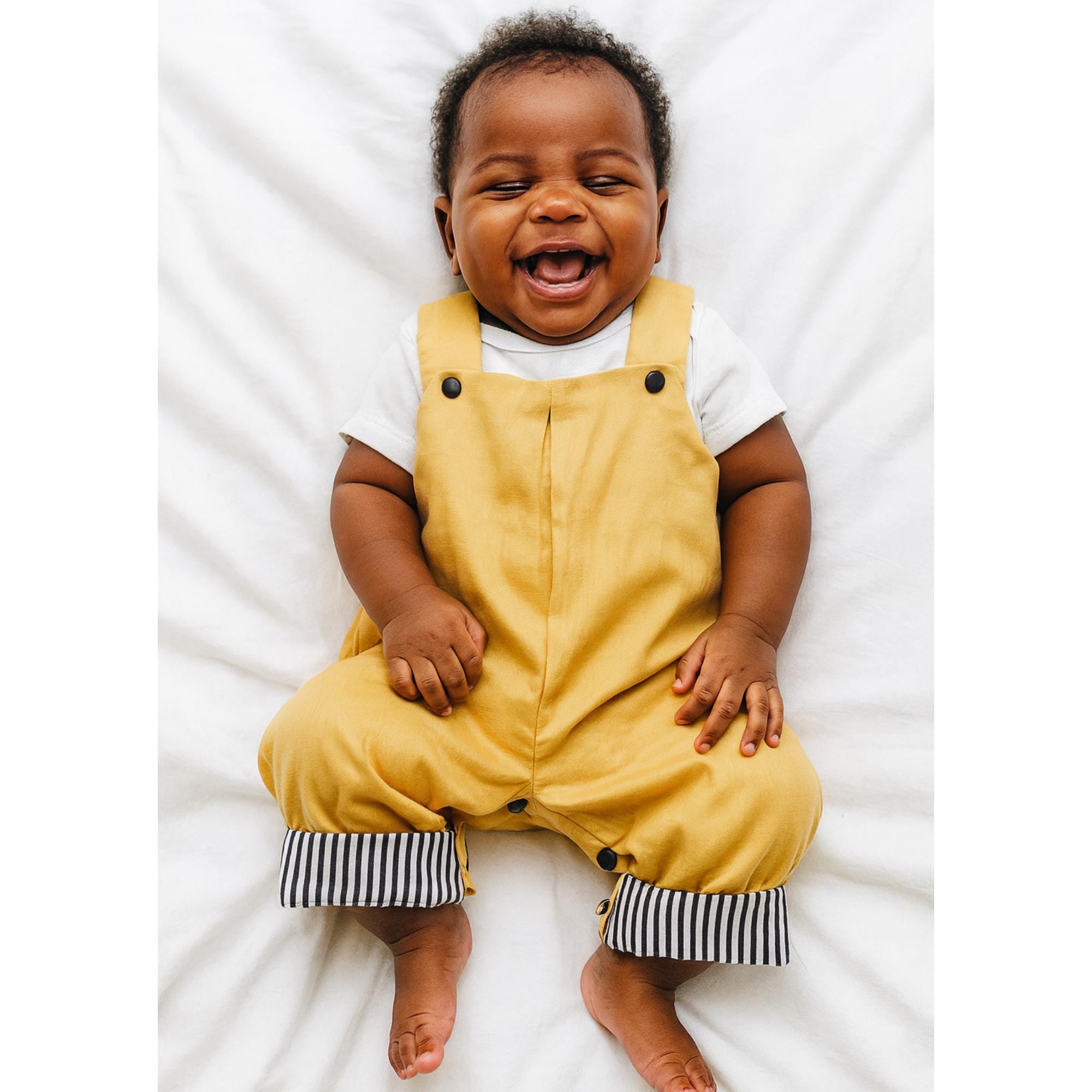 Kid Dungaree Outfit for Baby Handmade Romper Mustard Yellow Overalls 100% Cotton Toddler Outfit Unisex Baby Clothes Baby Shower Gift