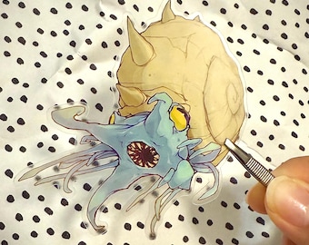 Poke Clear Omastar Nautilus Sticker · Waterproof · Videogame