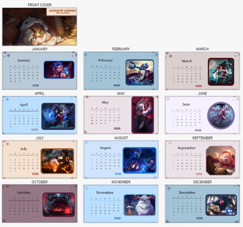 League of Legends 2023 Calendar League Desk Calendar LOL Etsy Canada