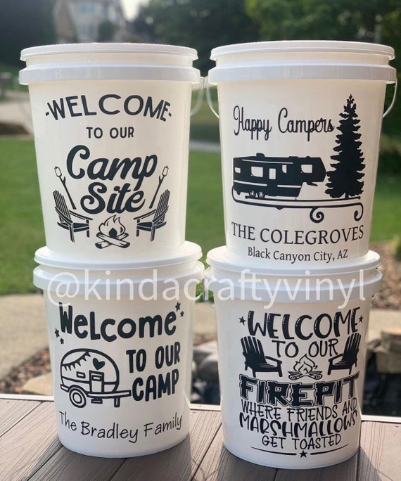 Happy Camper, Personalized Camping Gifts, Camp Bucket Light, Light up Camp  Bucket, Campsite Sign, Gifts for Campers, Color Changing Lights 