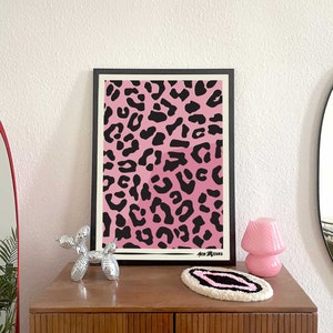 Digital Download Pink Leopard Art Poster Print | Digital Download Art | Animal Print | Leopard print | Digital Download Wall Print