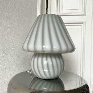 Original Murano Mushroom Lamp – 70s Vintage Glass, XXL Grey White Swirl | Midcentury Space Age