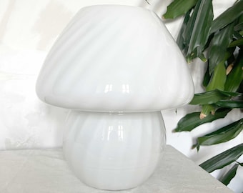 70s Vintage Murano Mushroom Lamp: Large Swirl Glass Table Lamp by W.S.B