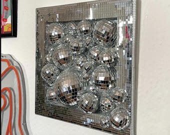 Disco Ball Wall Art Work Large 30x30cm