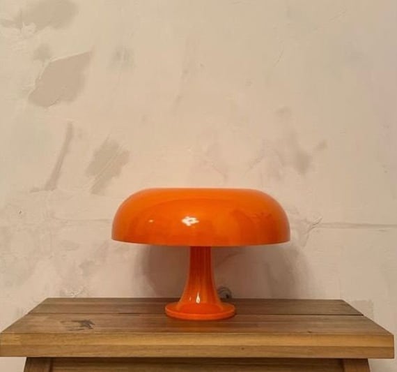 Original Artemide Nessino Mushroom Lamp Orange 