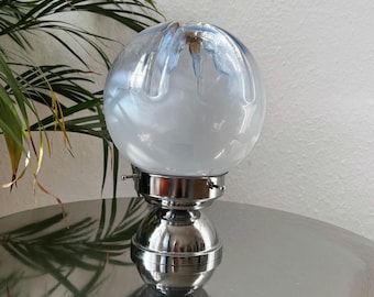 Vintage Murano Frosted Glass Table Lamp – Space Age Chrome, 1970s Italian Design