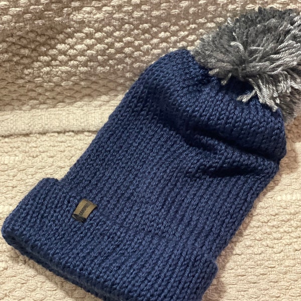 Navy Slouch Knit Beanie