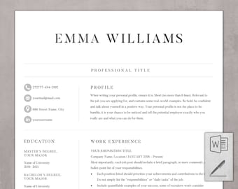 Modern Resume Template: CV Pages, Cover Letter (Digital Download)