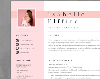 Plantilla de CV rosa: Diseño de CV moderno con foto