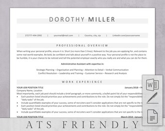 ATS Resume Template Word: Professional CV Design (Digital Download)