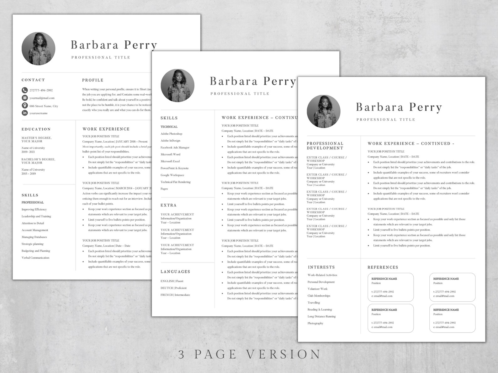 2024 Resume Template With Photo Resume Template Pages Modern Resume