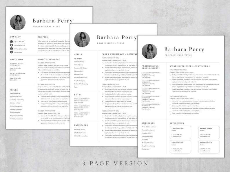 2024 Resume Template With Photo Resume Template Pages Modern Resume