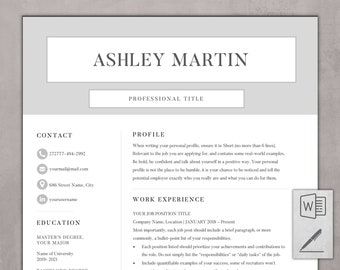Plantilla de CV minimalista en Word: Plantilla de CV (Carta EE. UU. y A4)