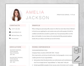 2024 Modern Resume Template | CV Template Word, Pages | Resume Template with Photo | Instant Download CV | Cover Letter&References | Resume