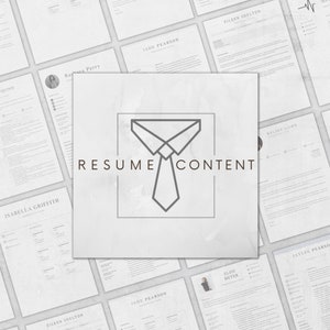 以下が含まれることがあります： グレーの背景とネクタイのアイコン、そして「RESUME CONTENT」というテキストが書かれた、履歴書テンプレートのコレクションです。