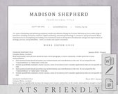 ATS Resume Template: Clean CV Design with Cover Letter (Instant Download)