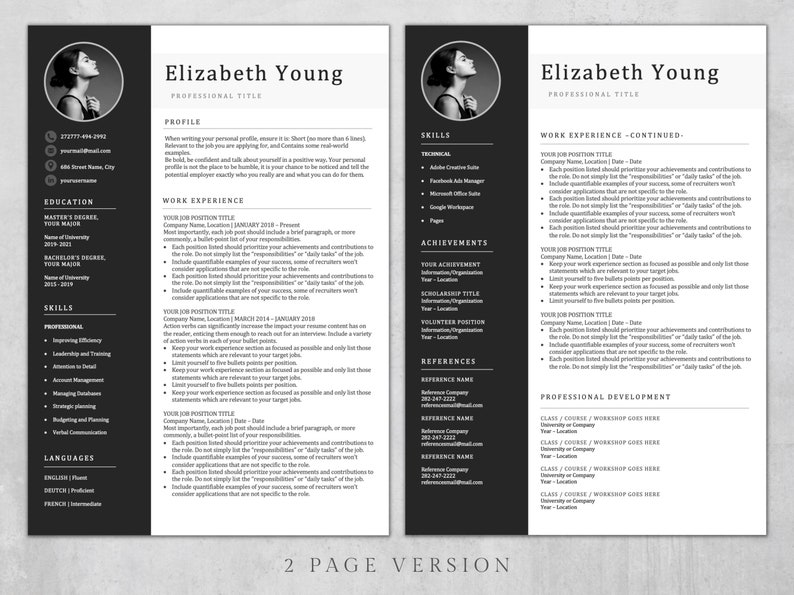 2024 Resume Template for Word Modern Resume for Pages CV Word and Pages